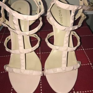 Wild Diva Pastel Pink studded heels
